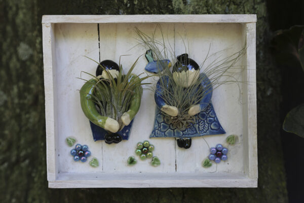 air plant figures on crate